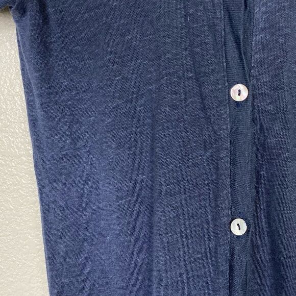 Zara Collection Navy Blue 100% Linen Button Up Cardigan Sweater - Picture 5 of 5